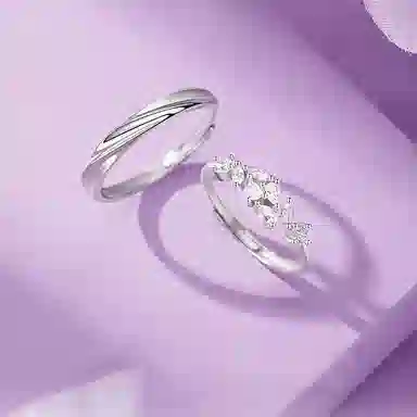 【S925银紫藤花开】 七好美银 幸福自来温柔法式浪漫钟爱久久真心闪耀恋爱高级精致百搭个性对戒 首饰 戒指 男女同款情侣款