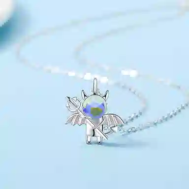 【S925银 萌趣精灵】 七好美银 小魔王 精致轻奢时尚优雅森系小清新 简约小众高级感设计 日常通勤百搭锁骨链 琉璃 玉石项链 女款