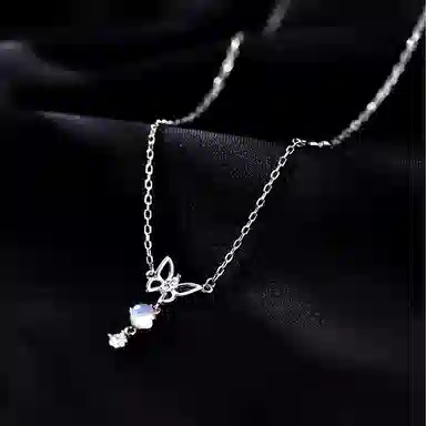 【S925银 好运福蝶】 七好美银 双蝴蝶 精致轻奢时尚优雅温柔森系小清新 简约小众高级感设计 日常约会通勤百搭 琉璃 项链 女款