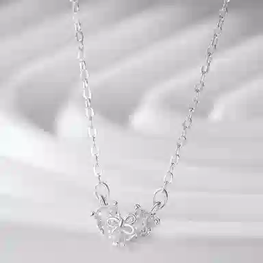 【S925银 甜美心动】 七好美银 爱心蝴蝶结 精致轻奢时尚优雅小清新 简约小众高级感设计 日常约会通勤百搭锁骨链 首饰 项链 女款