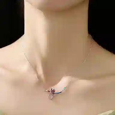 【S925银 花中君子】 七好美银 兰花如意新中式国风古典彩绘复古浪漫轻奢优雅气质大方时尚百搭锁骨链#好运 玉髓 项链 女款