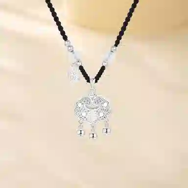 【999足银纯银 岁岁平安 】 七好美银 招财平安锁 新中式国潮优雅气质 贵气清冷高级极简百搭 首饰 项链 男女同款情侣款