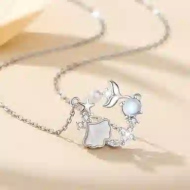 【S999足银纯银 余生有你】 七好美银  精致轻奢时尚优雅浪漫小清新 简约小众高级感设计 日常约会通勤百搭锁骨链 琉璃 项链 女款