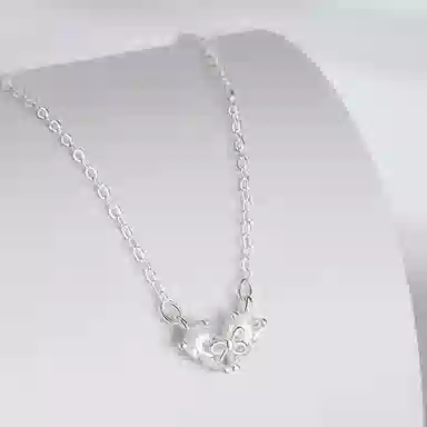 【S925银 甜美心动】 七好美银 爱心蝴蝶结 精致轻奢时尚优雅小清新 简约小众高级感设计 日常约会通勤百搭锁骨链 首饰 项链 女款