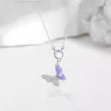 【S925银 幻彩福蝶】 七好美银 蝴蝶 精致轻奢时尚温柔浪漫小清新 简约小众高级感设计 日常约会通勤百搭#好运 琉璃 项链 女款