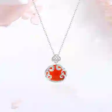 【S925银 称心如意】 七好美银 如意祥云新中式国潮复古招财进宝平安顺遂好运轻奢精致简约百搭锁骨链#好运 玛瑙 项链 女款