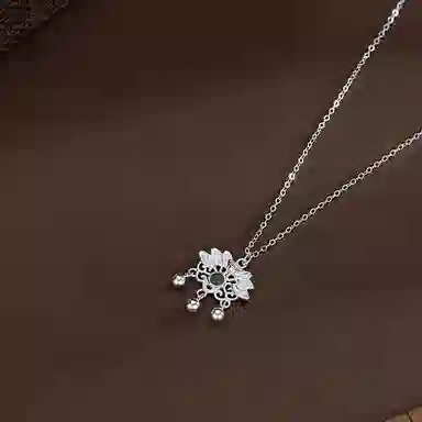 【S925银 好运莲莲】 七好美银 莲花平安锁新中式国风复古事事如意莲莲生财轻奢极简高级小众设计#好运 银 项链 女款