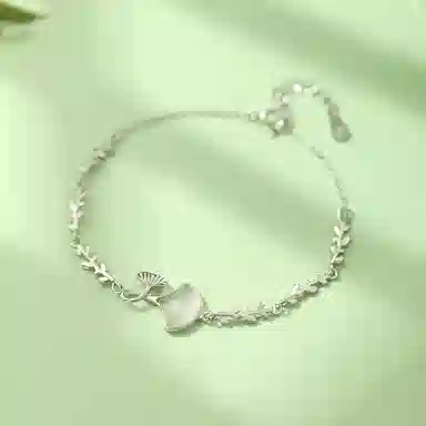 【S999足银纯银 三生有杏】 七好美银 小杏运 精致轻奢时尚优雅温柔森系小清新 简约小众高级感设计 日常通勤百搭 琉璃 手链 女款