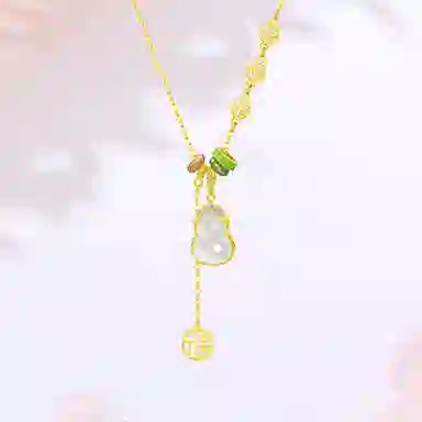 【S925银 福禄双全】 七好美银 福运葫芦新中式国风国潮轻奢招财纳福平安喜乐贵气小众设计简约高级约会通勤显白百搭#好运 玉髓 项链 女款