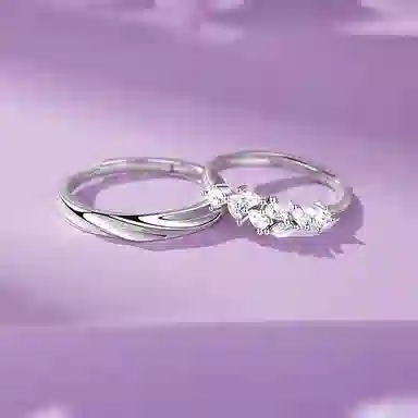 【S925银紫藤花开】 七好美银 幸福自来温柔法式浪漫钟爱久久真心闪耀恋爱高级精致百搭个性对戒 首饰 戒指 男女同款情侣款