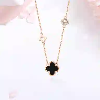 【S999足银纯银 幸运四叶草】 七好美银  精致轻奢时尚优雅温柔森系小清新 简约小众高级感设计 日常通勤百搭 玛瑙 项链 女款