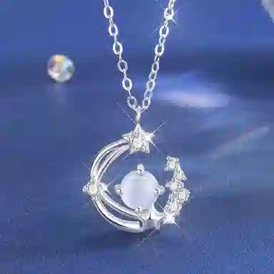 【S925银 星月相伴】 七好美银 精致轻奢时尚优雅小清新 简约小众高级感设计 日常通勤百搭锁骨链 琉璃 项链 女款