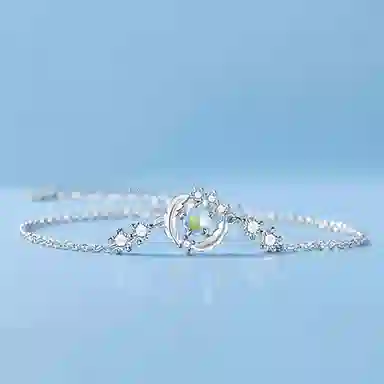 【S925银 羽你相伴】 七好美银 羽毛 精致轻奢时尚优雅小清新 简约小众高级感设计 日常约会通勤百搭 琉璃 手链 女款