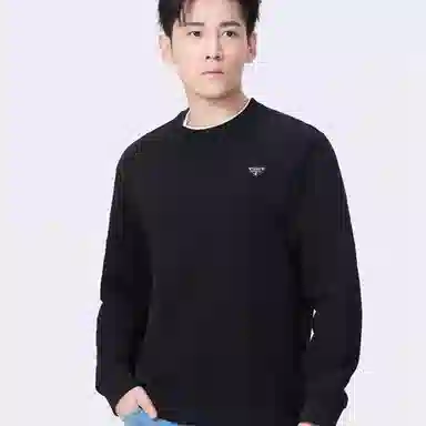 李生制造 纯色远航系列波浪纹网状结构透气户外假两件圆领长袖卫衣 男款