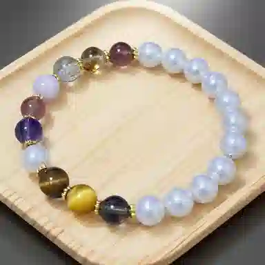 千叶珠宝 「虹霓叠彩金珠缀珍」多宝小众设计款轻奢高级感优雅简约独特大气精致百搭#好运天然 白水晶 手串 男女同款情侣款