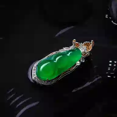 千叶珠宝 四季豆颈饰色锆石 玉髓 吊坠 男女同款情侣款