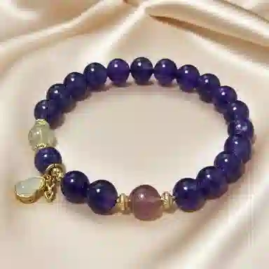 千叶珠宝 紫霞葫芦金珠缀梦  梦幻紫贵气葫芦吉祥旺人缘转运新中式国潮小众轻奢设计#好运天然 紫水晶 手串 女款