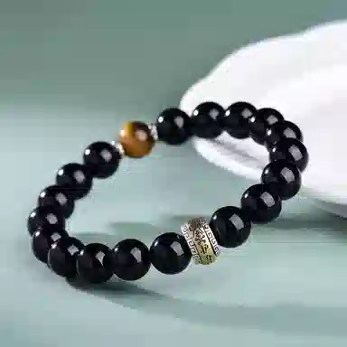 千叶珠宝 转运 黑曜石 手串 男女同款情侣款