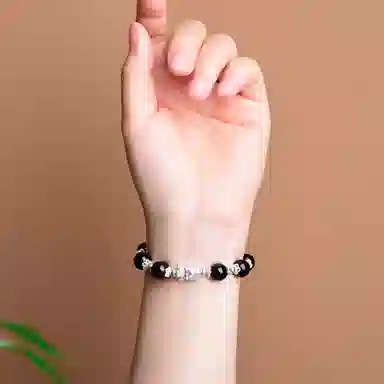 千叶珠宝 貔貅招财吞金兽转运珠新中式复古 黑曜石 手串 男女同款情侣款