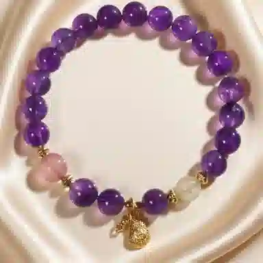 千叶珠宝 紫霞葫芦金珠缀梦  梦幻紫贵气葫芦吉祥旺人缘转运新中式国潮小众轻奢设计#好运天然 紫水晶 手串 女款