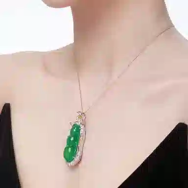 千叶珠宝 四季豆颈饰色锆石 玉髓 吊坠 男女同款情侣款