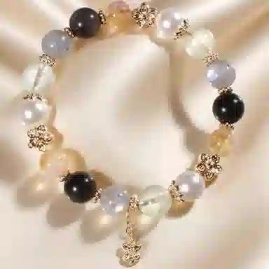 千叶珠宝 月魄凝珠金蝶栖韵 镶金多宝蝴蝶优雅大气质感格调贵气轻奢高级感小众设计款#好运天然 多色水晶 手串 男女同款情侣款