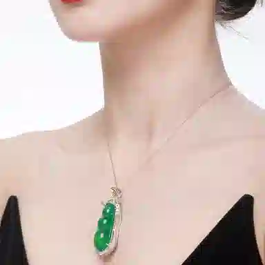 千叶珠宝 四季豆颈饰色锆石 玉髓 吊坠 男女同款情侣款