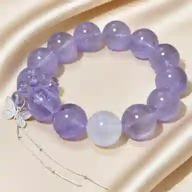 千叶珠宝 「紫梦蝶坠·银链珠」 紫蝴蝶结流苏梦幻优雅灵动格调精致轻奢高级感小众设计款#好运天然 紫水晶 手串 男女同款情侣款