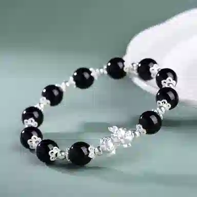 千叶珠宝 貔貅招财吞金兽转运珠新中式复古 黑曜石 手串 男女同款情侣款