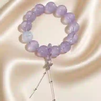 千叶珠宝 「紫梦蝶坠·银链珠」 紫蝴蝶结流苏梦幻优雅灵动格调精致轻奢高级感小众设计款#好运天然 紫水晶 手串 男女同款情侣款