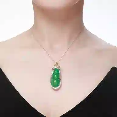 千叶珠宝 四季豆颈饰色锆石 玉髓 吊坠 男女同款情侣款