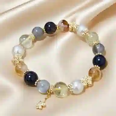 千叶珠宝 月魄凝珠金蝶栖韵 镶金多宝蝴蝶优雅大气质感格调贵气轻奢高级感小众设计款#好运天然 多色水晶 手串 男女同款情侣款