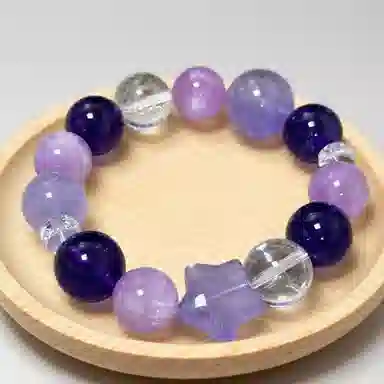 千叶珠宝 「紫霞叠彩· 优雅灵动可爱贵气高端紫色轻奢高级感小众设计款精致百搭#好运天然 紫水晶 手串 男女同款情侣款