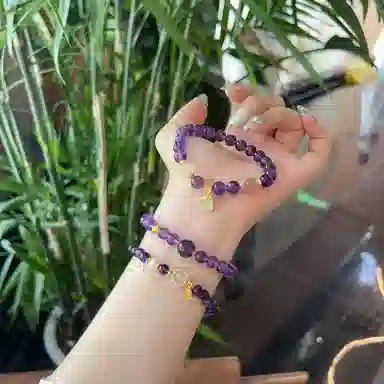 千叶珠宝 紫霞葫芦金珠缀梦  梦幻紫贵气葫芦吉祥旺人缘转运新中式国潮小众轻奢设计#好运天然 紫水晶 手串 女款