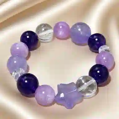 千叶珠宝 「紫霞叠彩· 优雅灵动可爱贵气高端紫色轻奢高级感小众设计款精致百搭#好运天然 紫水晶 手串 男女同款情侣款
