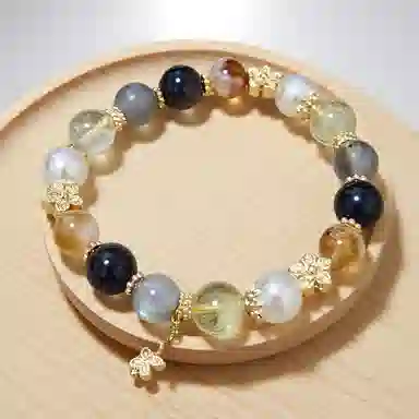 千叶珠宝 月魄凝珠金蝶栖韵 镶金多宝蝴蝶优雅大气质感格调贵气轻奢高级感小众设计款#好运天然 多色水晶 手串 男女同款情侣款