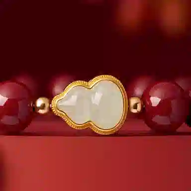 路易佳妮 新中式玉葫芦帝王砂再造辰砂 朱砂 玉石手串 男女同款情侣款