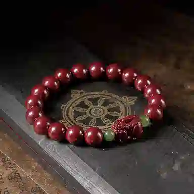 路易佳妮 貔貅民族风中式简约再造辰砂 朱砂 玉石手串 男女同款情侣款