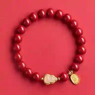 路易佳妮 新中式玉葫芦帝王砂再造辰砂 朱砂 玉石手串 男女同款情侣款