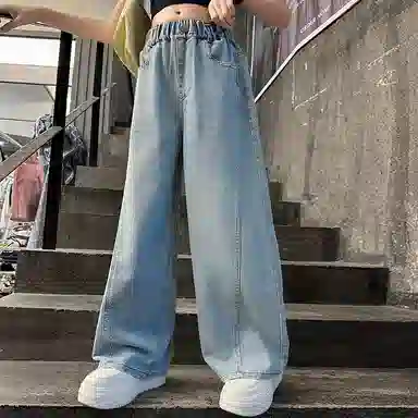 木木屋牛仔裤 百搭洋气舒适休闲 蓝色 儿童款