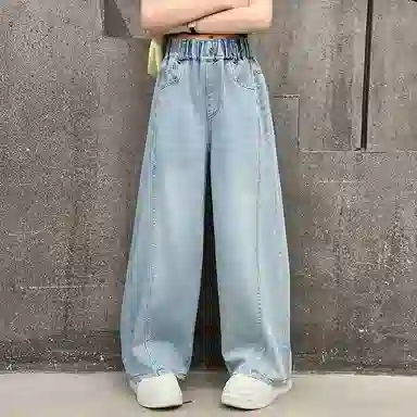 木木屋牛仔裤 百搭洋气舒适休闲 蓝色 儿童款