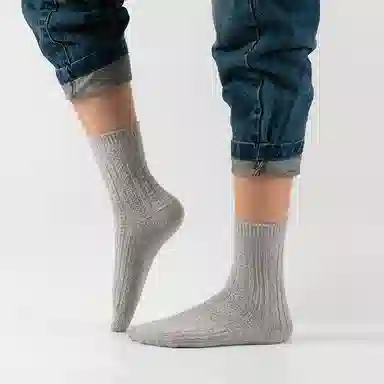 良朴 羊毛加绒加厚舒适简约松口中筒袜 女款