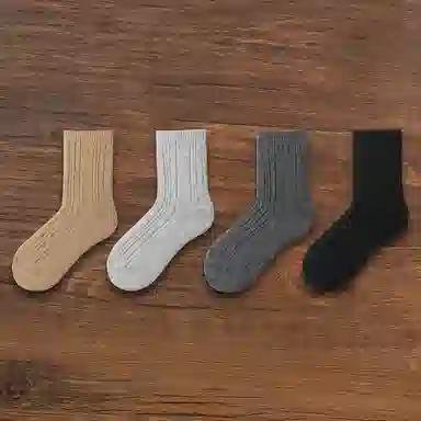 良朴 羊毛加绒加厚舒适简约松口中筒袜 女款