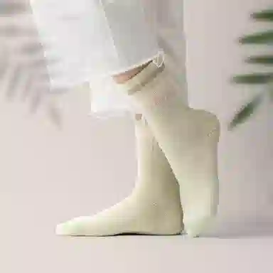 良朴 秋冬加绒加厚毛巾底纯色中筒 女款