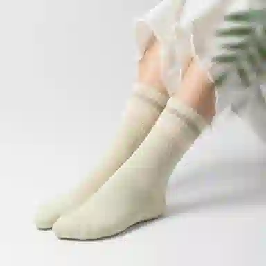 良朴 秋冬加绒加厚毛巾底纯色中筒 女款