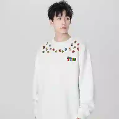 阿凡迪 美式高街复古个性仿刺绣多巴胺卡通图案字母印花宽松日常通勤休闲运动经典百搭长袖氛围感学院风套头圆领卫衣 男女同款