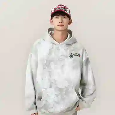 阿凡迪 美式复古个性创意趣味海螺花体字母后背印花日常通勤重磅百搭无性别主义宽松运动氛围感学院风落肩袖套头连帽卫衣 男女同款