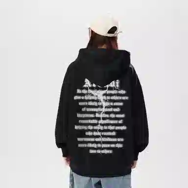 阿凡迪 美式高街复古时尚潮流简约字母个性创意闪电印花宽松日常通勤休闲运动经典百搭长袖氛围感学院风套头连帽卫衣 男女同款