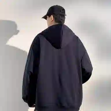 阿凡迪 仿刺绣美式高街卡通创意艺术签名体印花潮流宽松落肩长袖时尚日常通勤简约经典撞色格纹帽衫百搭休闲连帽套头卫衣 男女同款