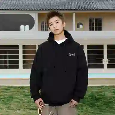 阿凡迪 重磅华棉美式学院风高街潮牌字母前名高级感设计卡通动漫萌趣猫咪背面创意印花潮流简约个性穿搭通勤无性别宽松连帽卫衣 男女同款